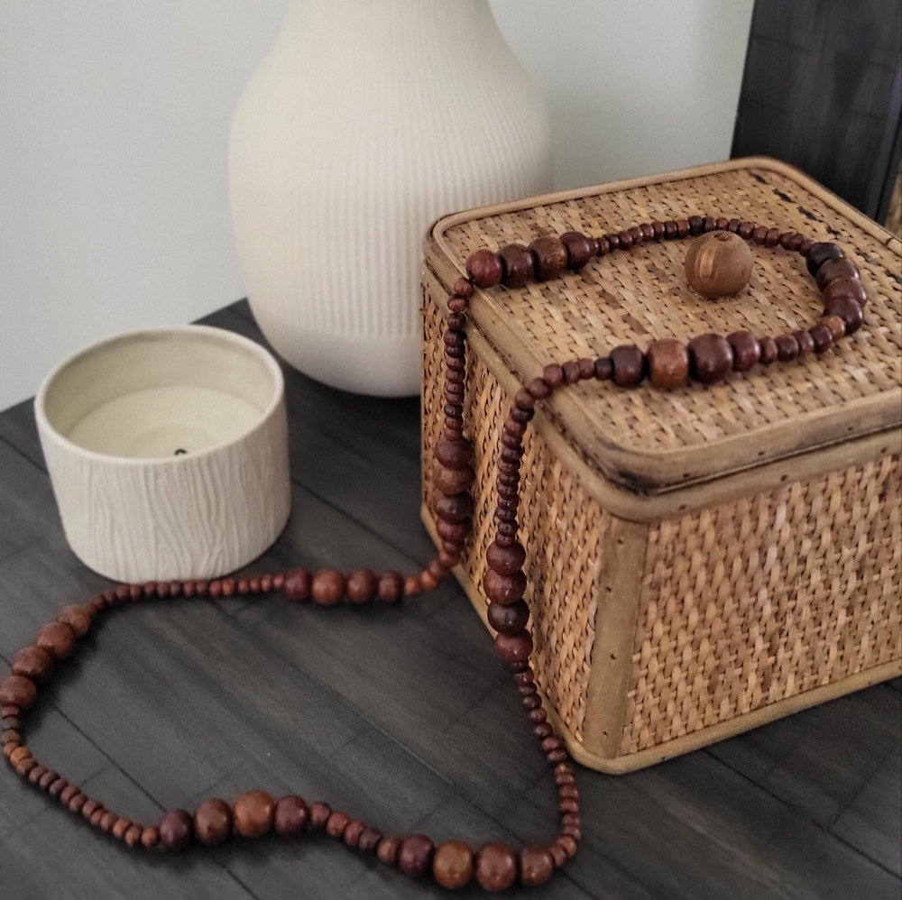Wood Bead Necklace 42"